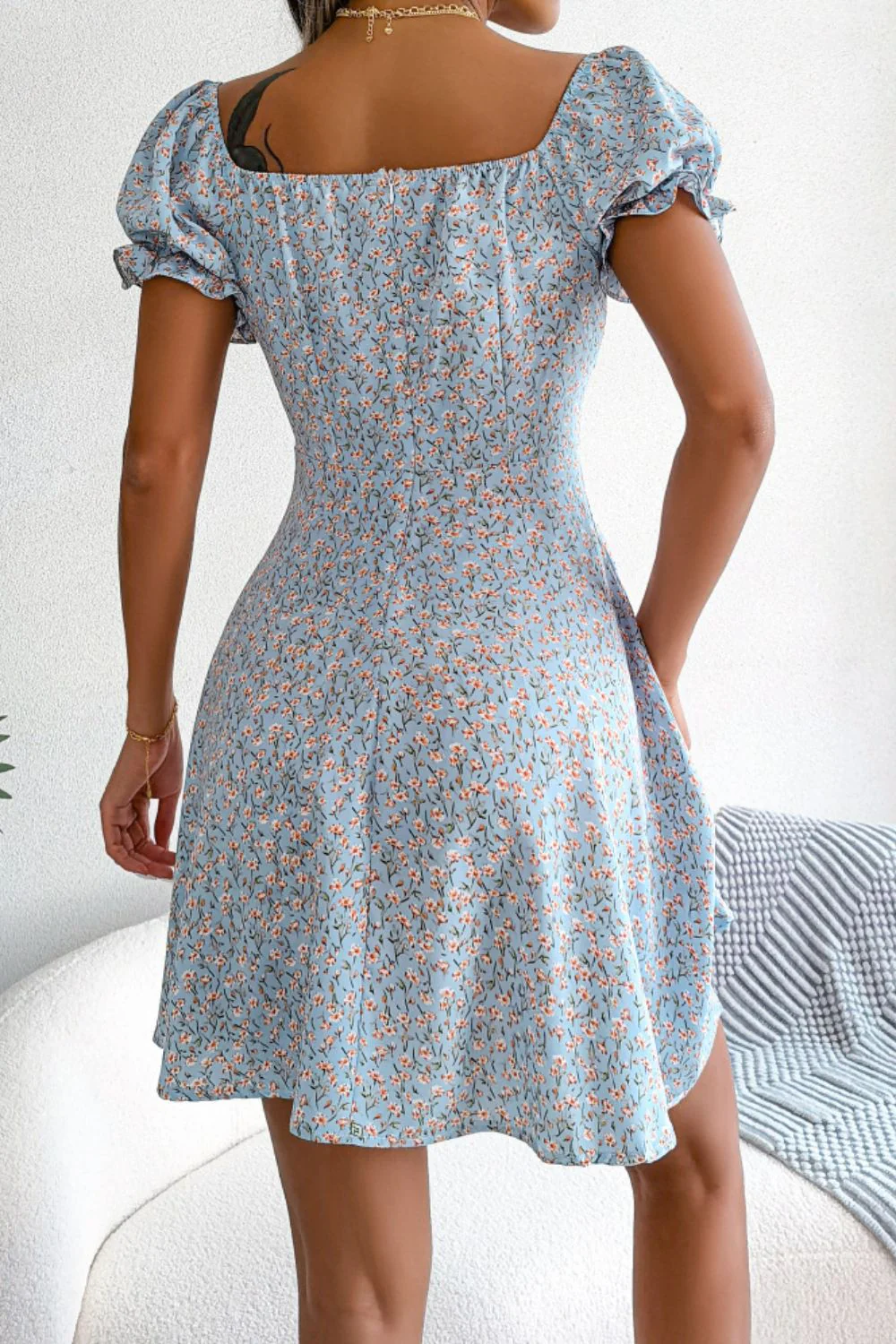 Ditsy Floral Drawstring A-Line Dress - Image 2