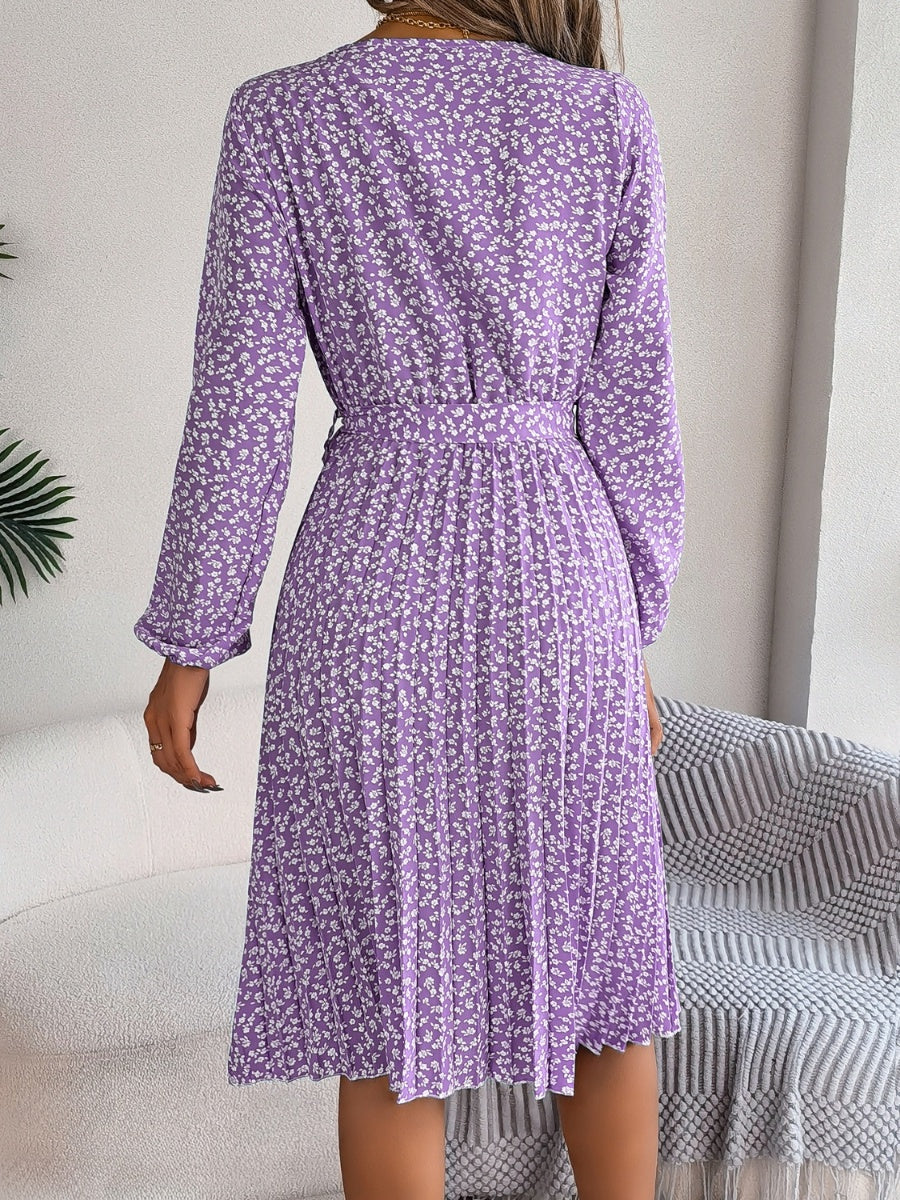 Ditsy Floral Tie Waist Pleated Dress - Image 18