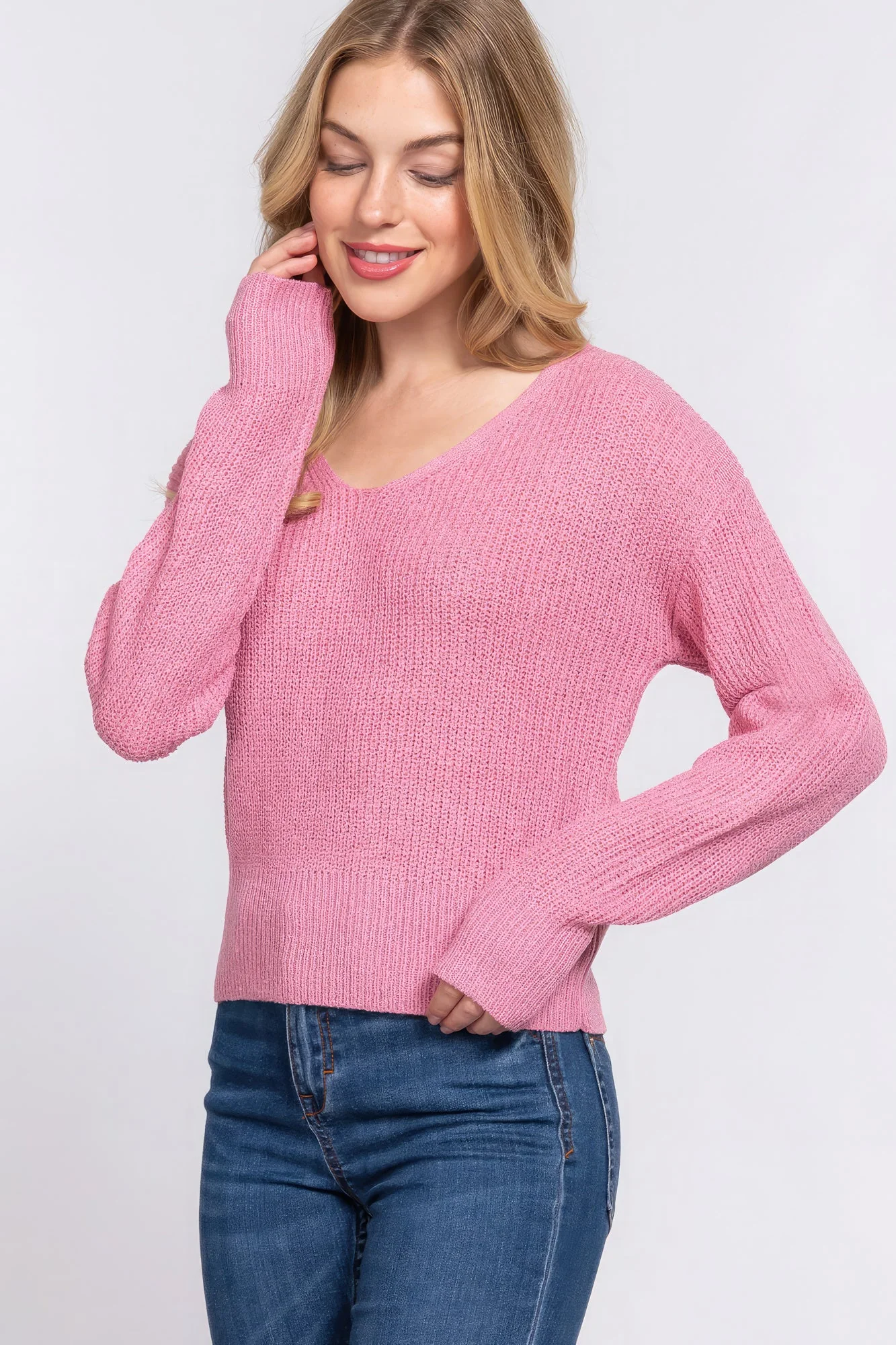 Dolman Slv Strappy Open Back Sweater - Image 3