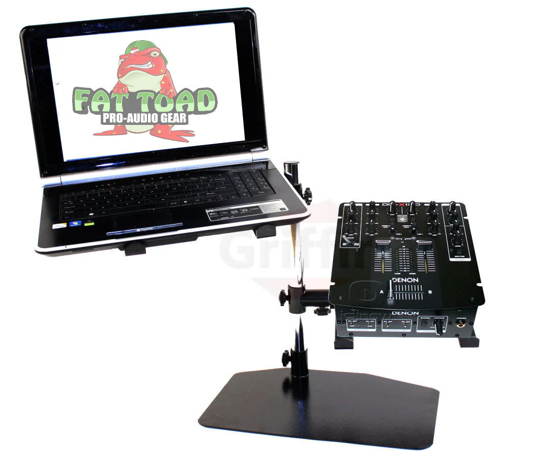 Double DJ Laptop Stand by FAT TOAD - 2 Tier PC Table Holder - Portable Computer Clamp Equipment Rack with Duel Mounts for Studio Mixers, Controllers by GeekStands.com - Image 4