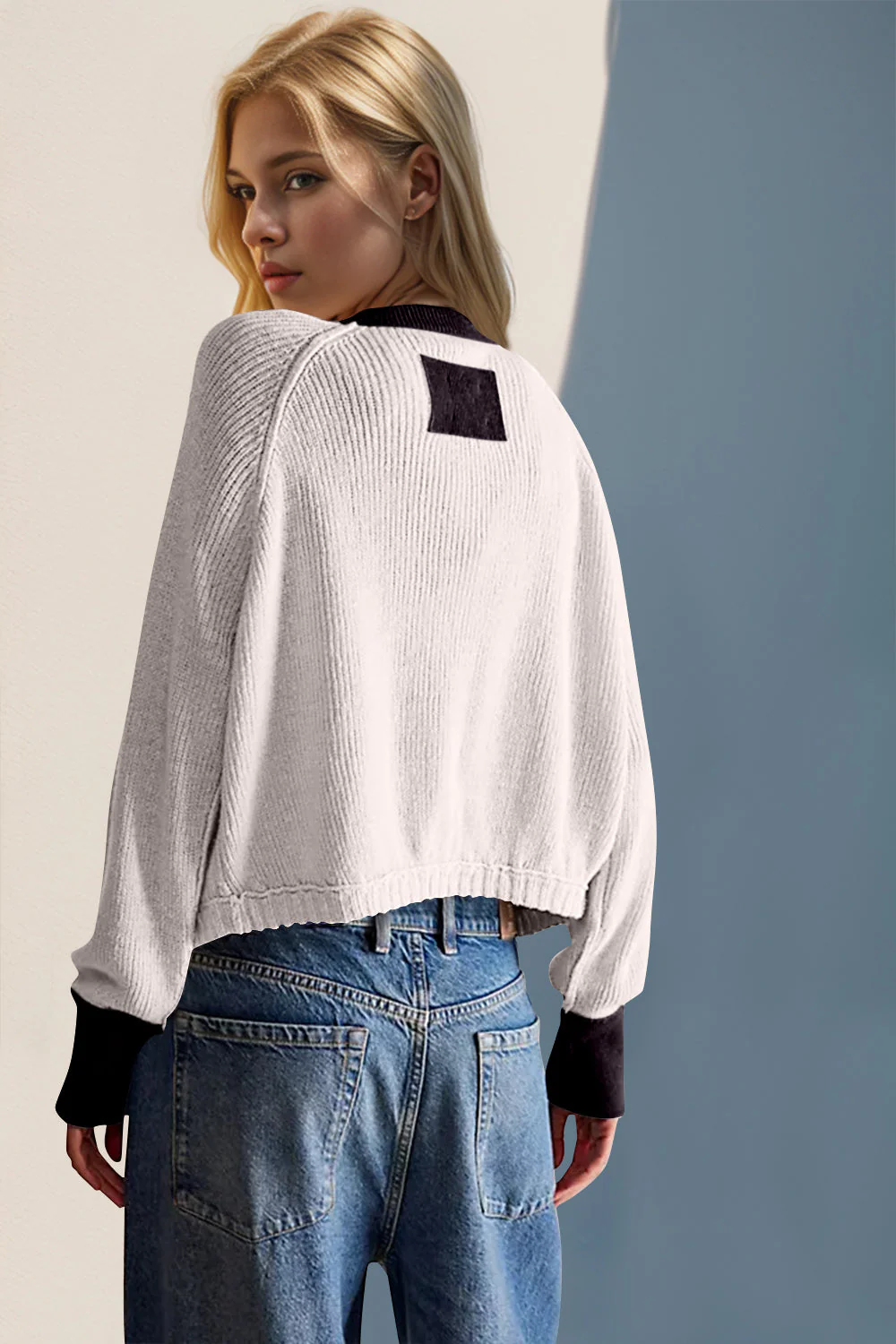 Double Take Contrast Button Up Long Sleeve Cardigan - Image 11