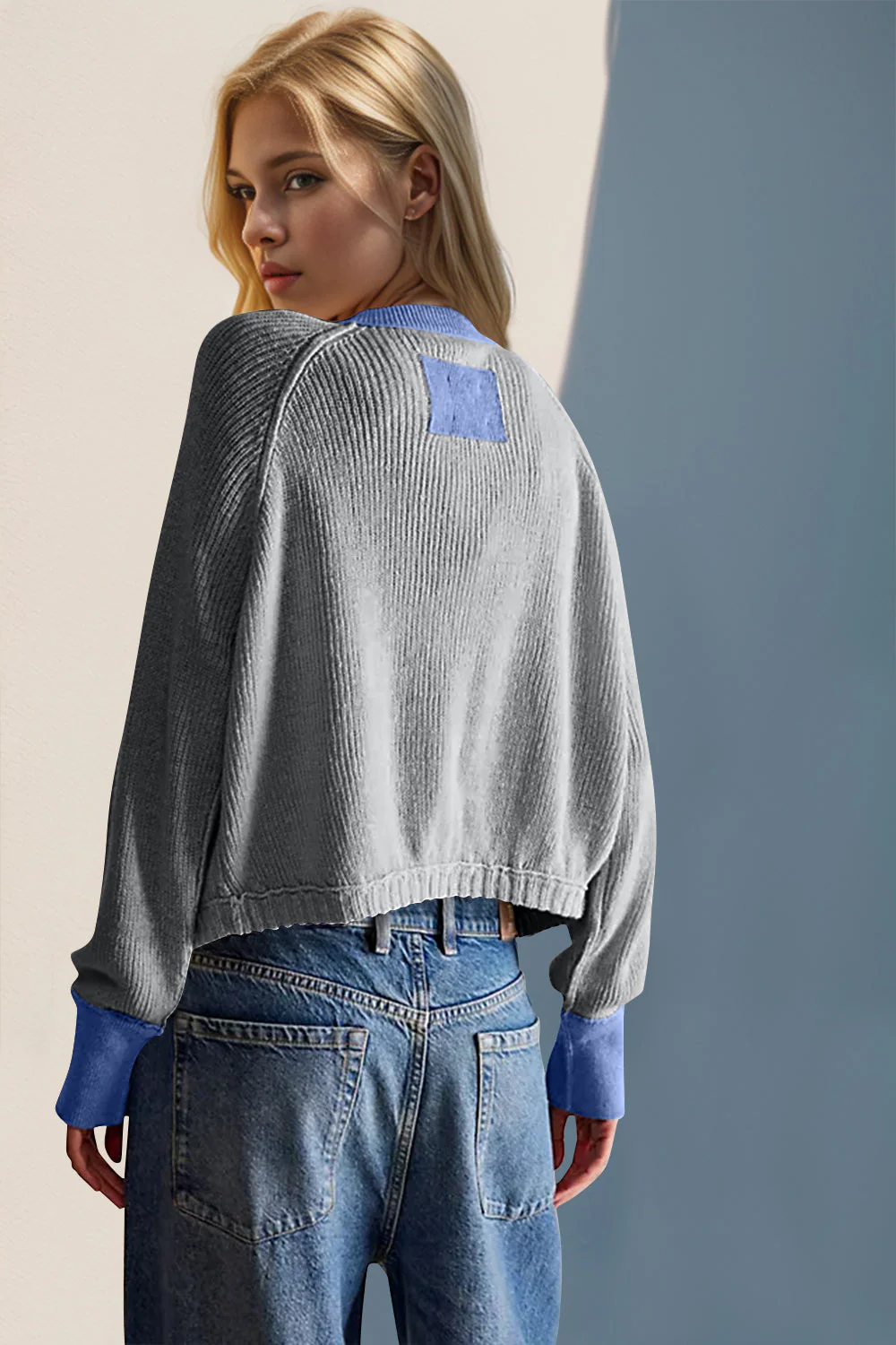 Double Take Contrast Button Up Long Sleeve Cardigan - Image 14