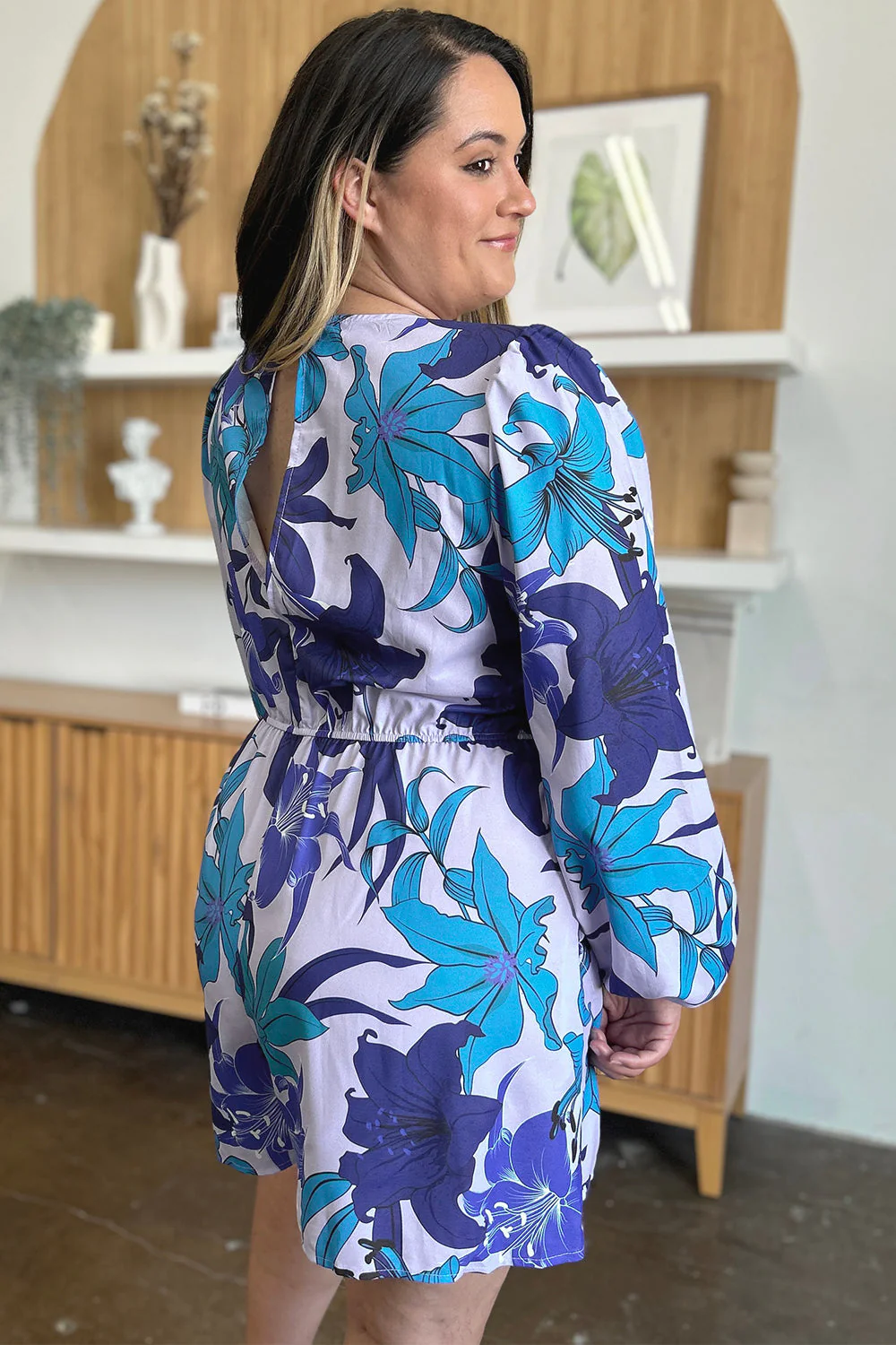 Double Take Full Size Floral Long Sleeve Romper with Pockets - Image 7