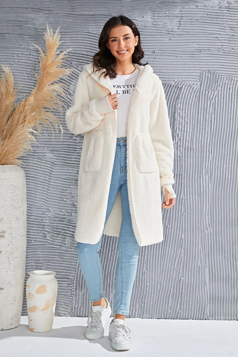 Double Take Full Size Hooded Teddy Bear Jacket with Thumbholes - Image 17