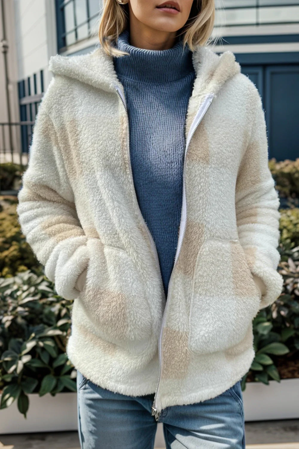 Double Take Full Size Plaid Long Sleeve Hooded Coat - Image 6