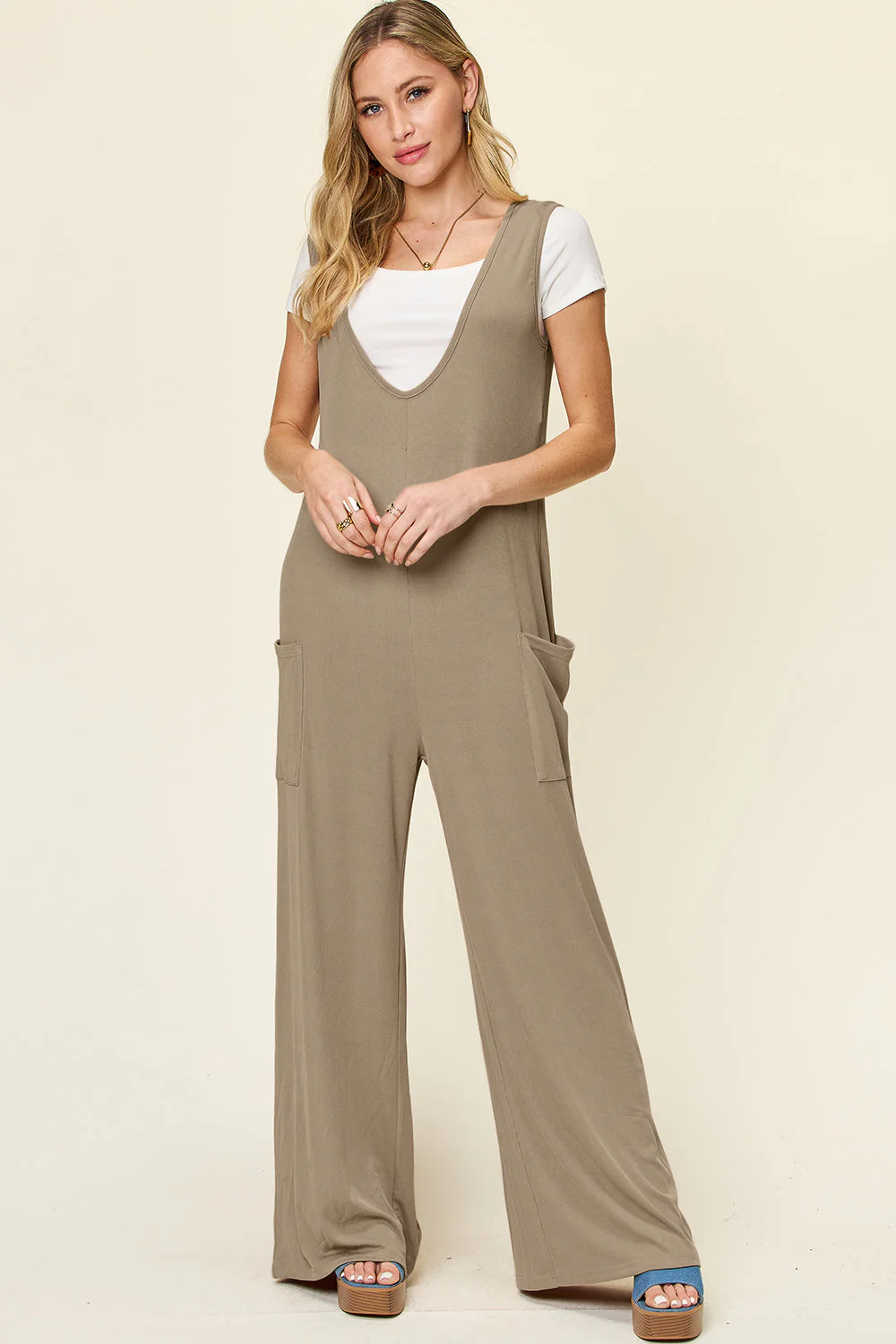 Double Take Full Size Sleeveless Wide Leg Jumpsuit with Pockets - Image 13