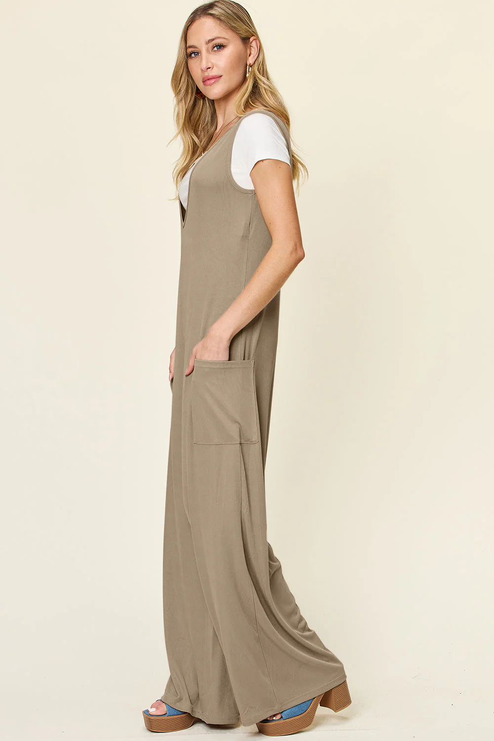 Double Take Full Size Sleeveless Wide Leg Jumpsuit with Pockets - Image 14