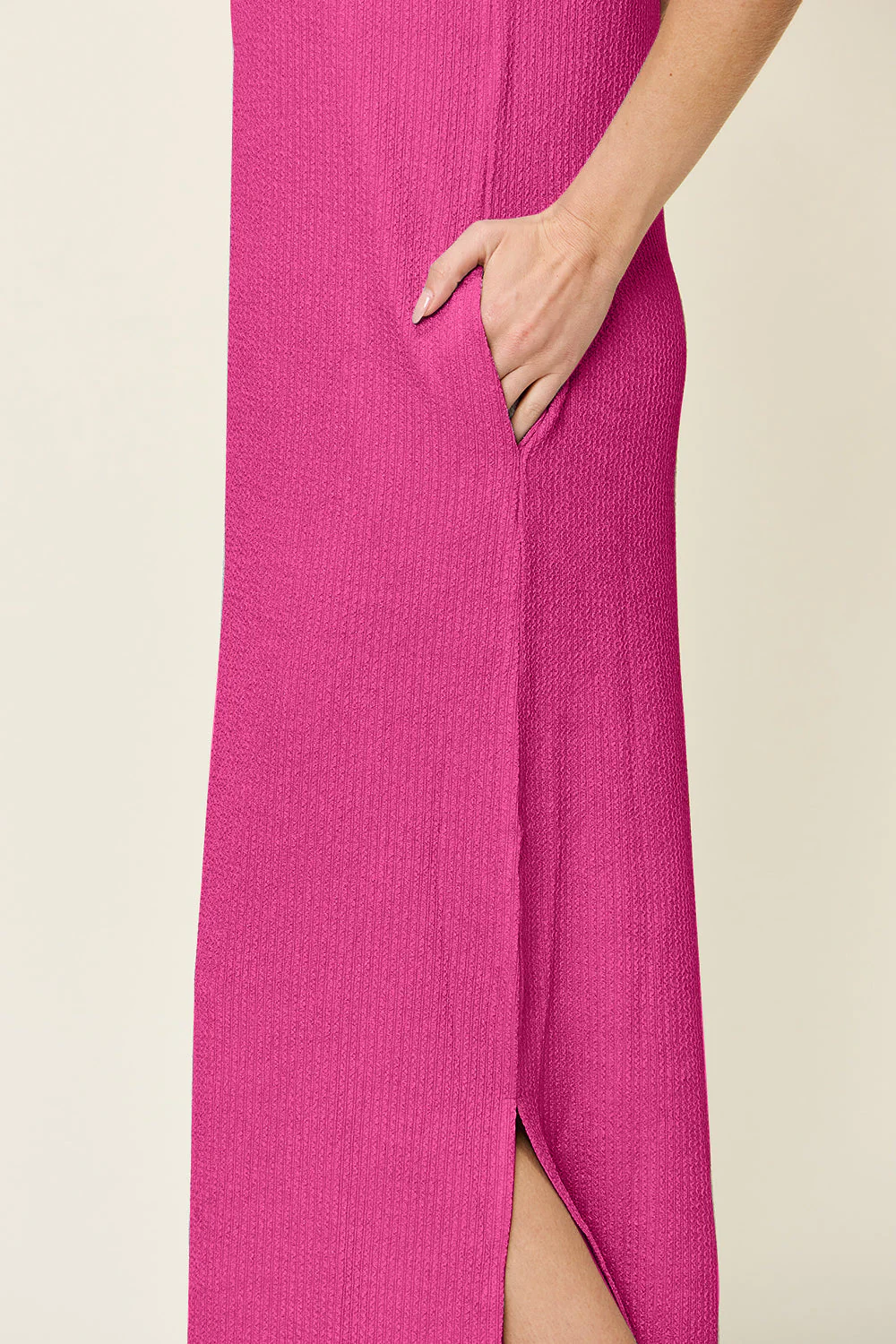Double Take Full Size Texture Mock Neck Sleeveless Maxi Dress - Image 4