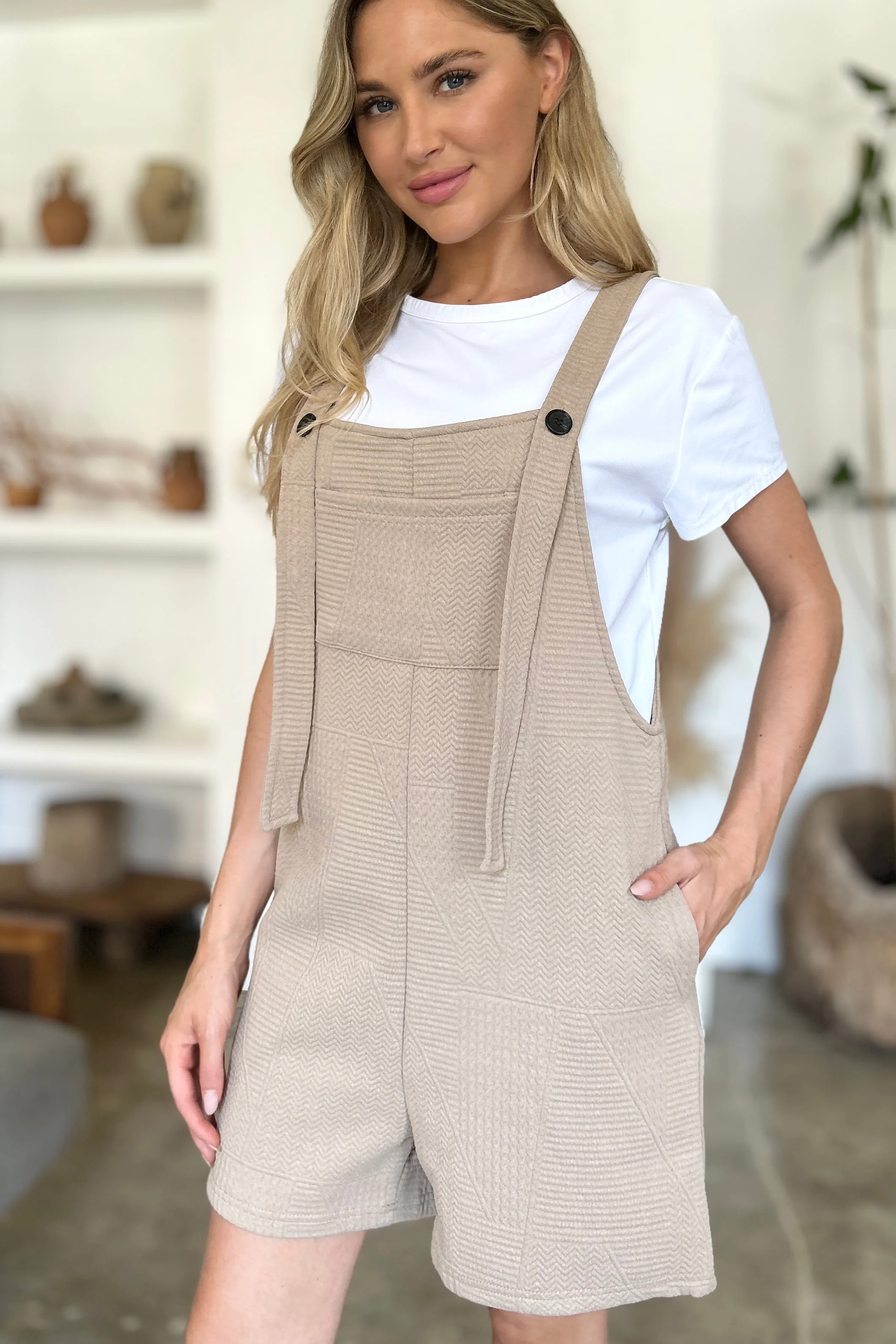 Double Take Full Size Texture Sleeveless Romper - Image 5