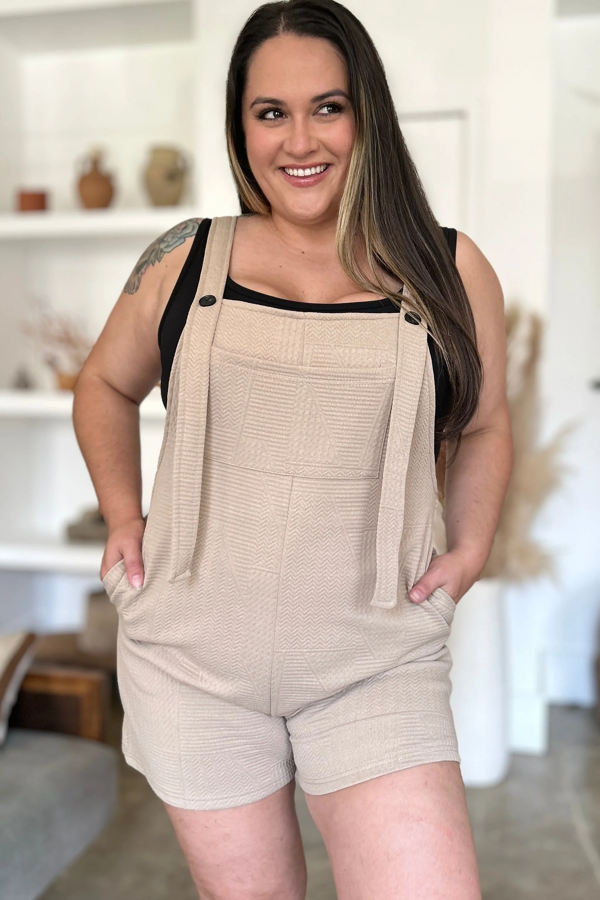 Double Take Full Size Texture Sleeveless Romper - Image 6