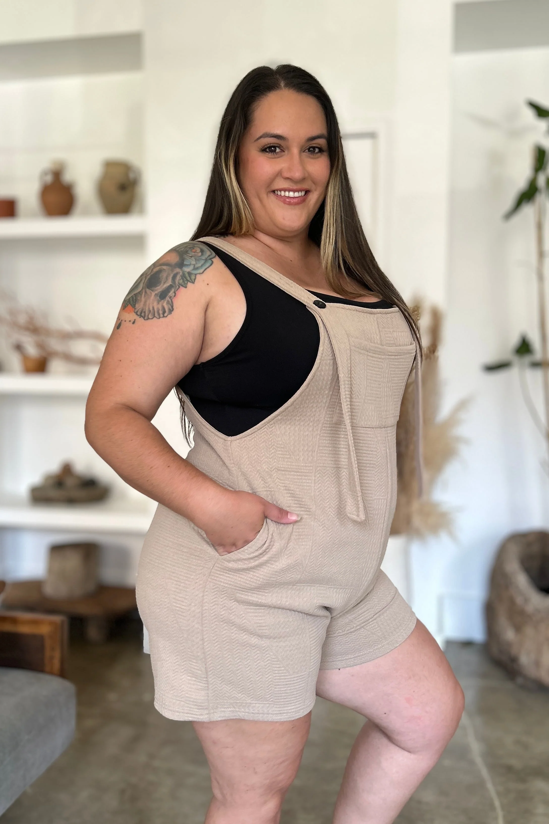 Double Take Full Size Texture Sleeveless Romper - Image 7