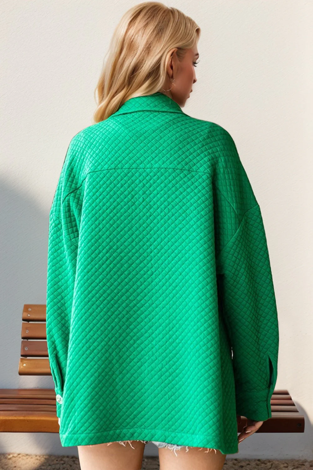 Double Take Full Size Textured Button Up Drop Shoulder Shacket - Image 2