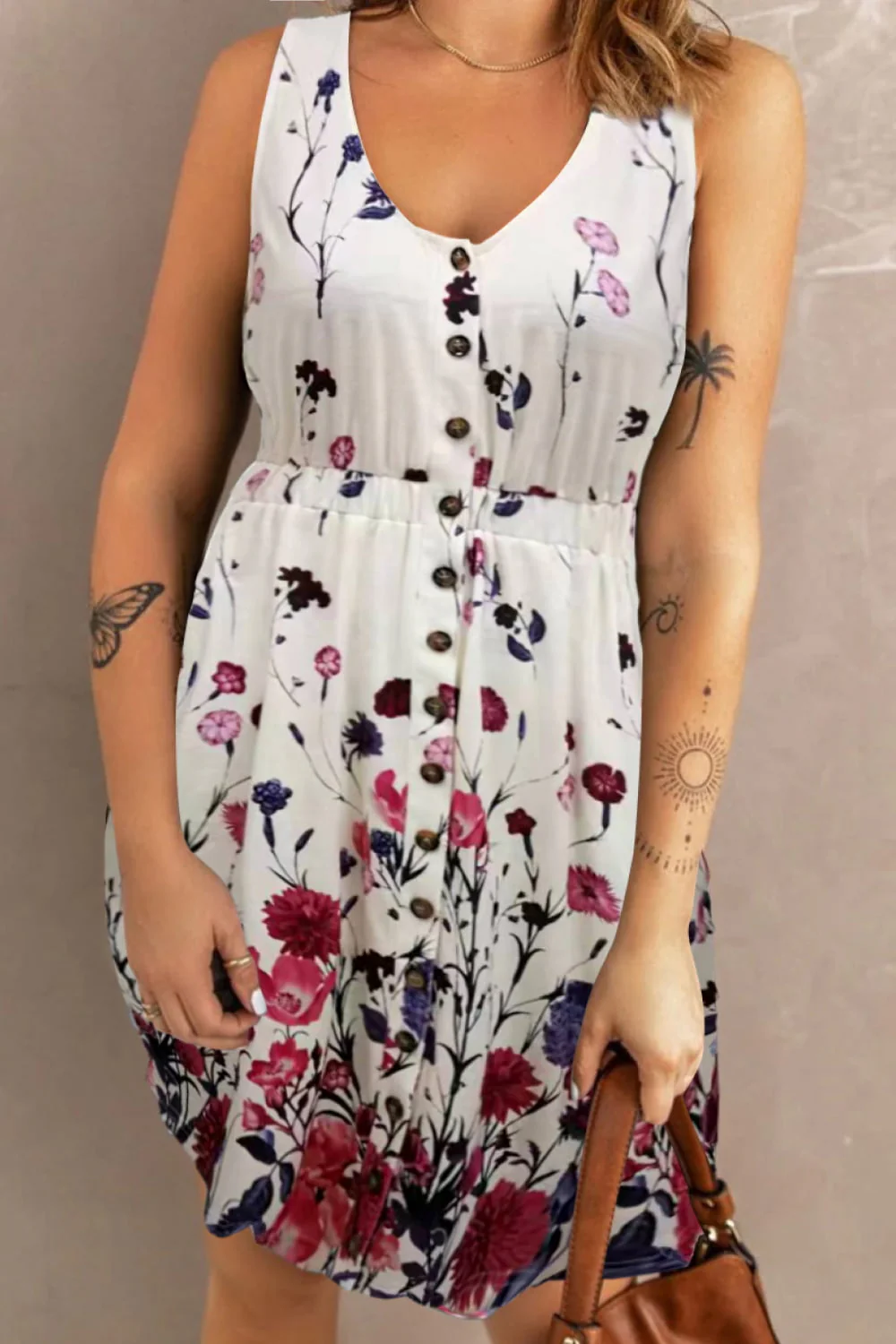 Double Take Scoop Neck Buttoned Sleeveless Magic Dress with Pockets - Image 13