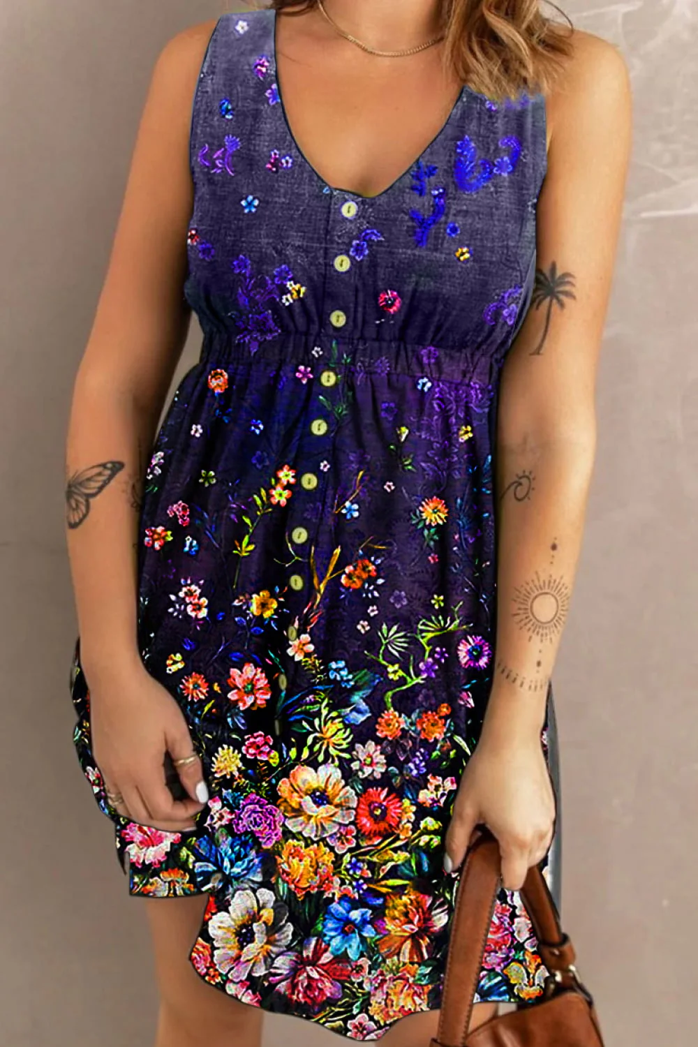 Double Take Scoop Neck Buttoned Sleeveless Magic Dress with Pockets - Image 19