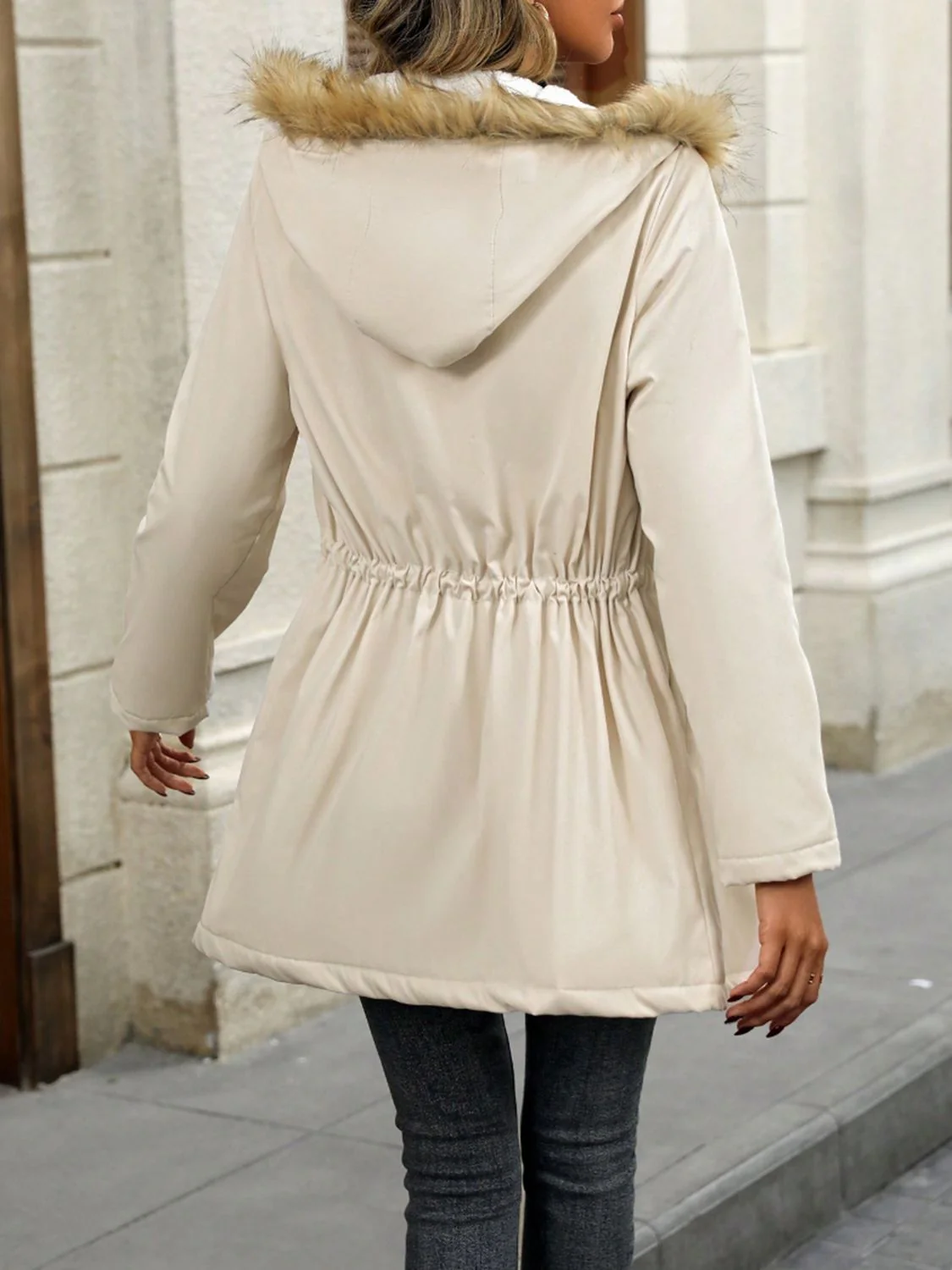 Drawstrig Zip Up Hooded Jacket - Image 2
