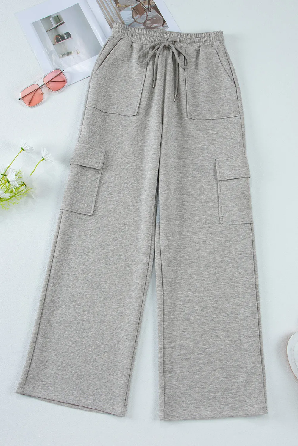 Drawstring Active Pants with Pockets - Image 2