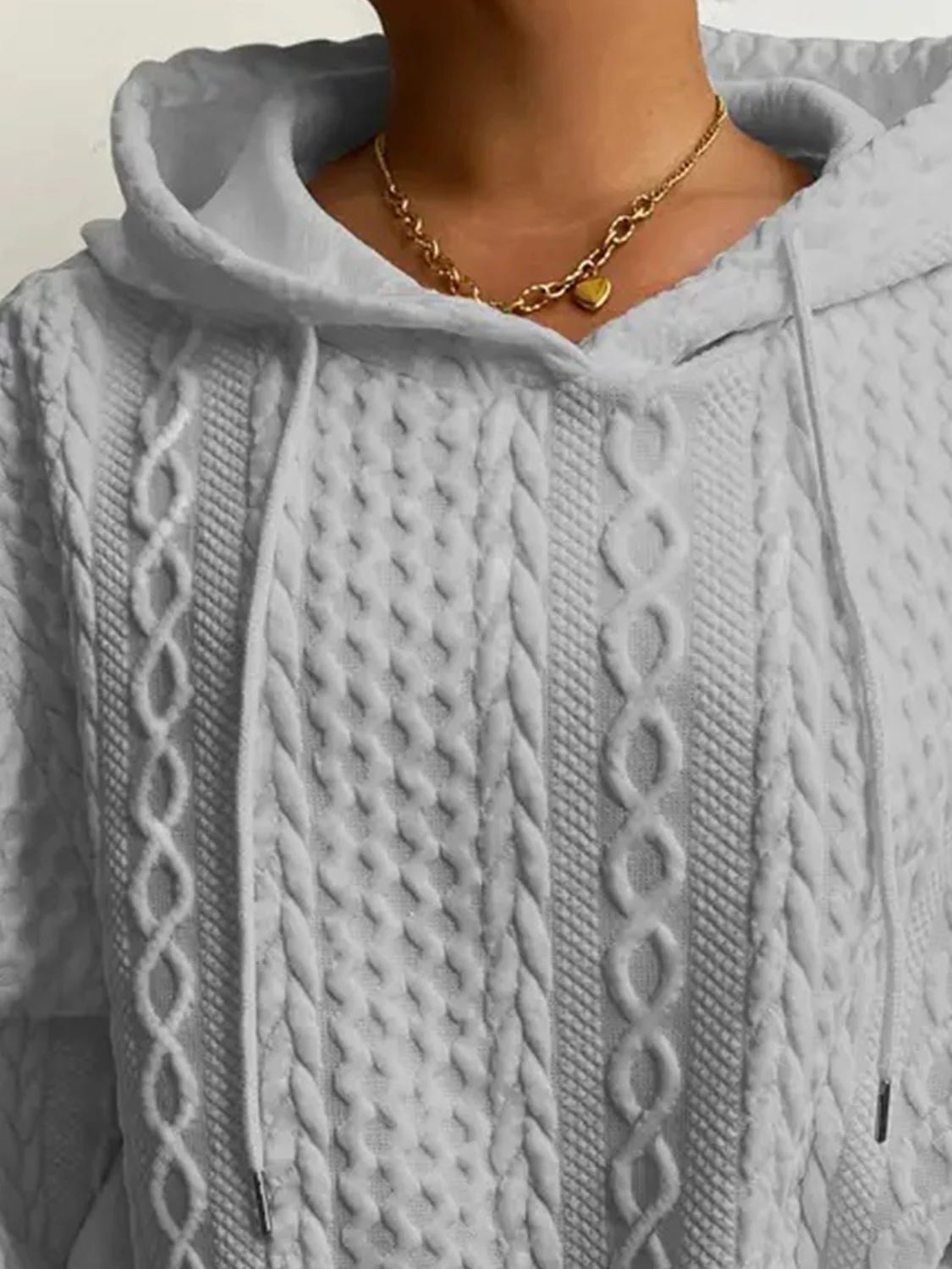 Drawstring Drop Shoulder Long Sleeve Hoodie - Image 10