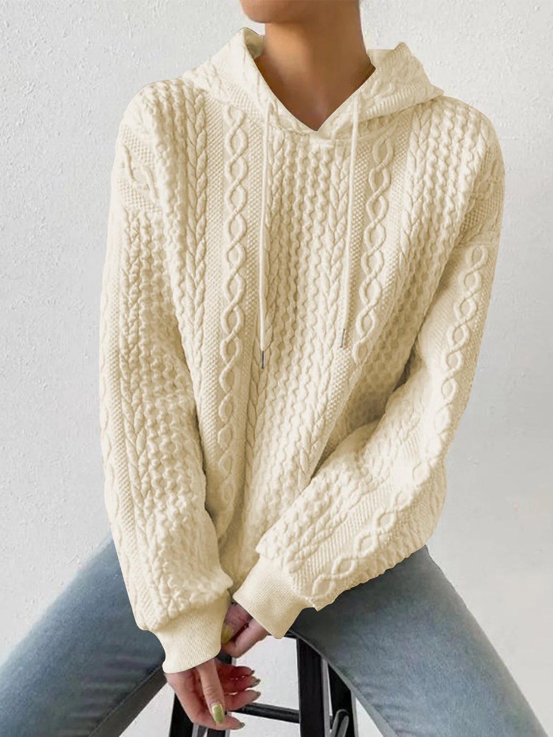 Drawstring Drop Shoulder Long Sleeve Hoodie - Image 11