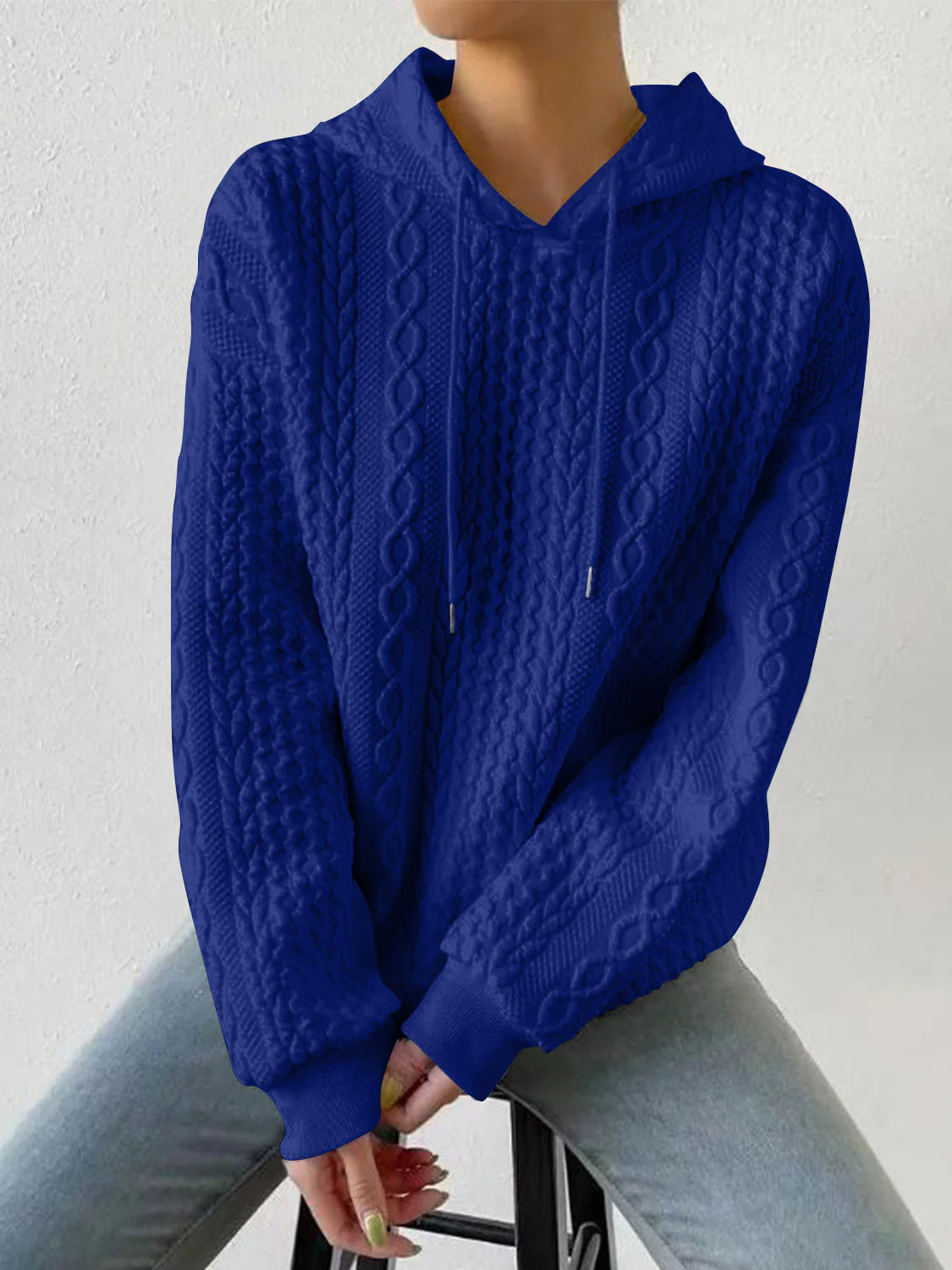 Drawstring Drop Shoulder Long Sleeve Hoodie - Image 18