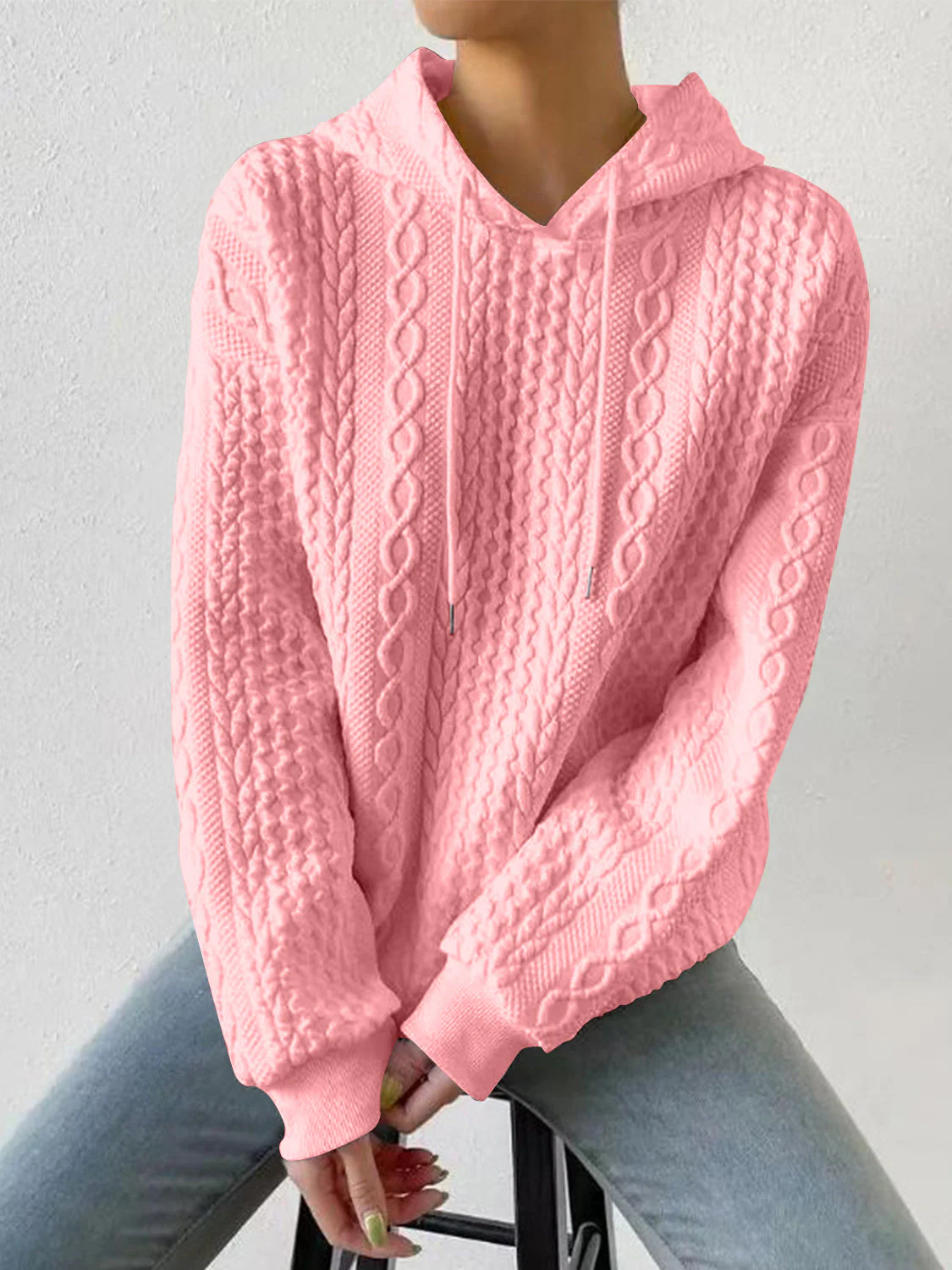 Drawstring Drop Shoulder Long Sleeve Hoodie - Image 21