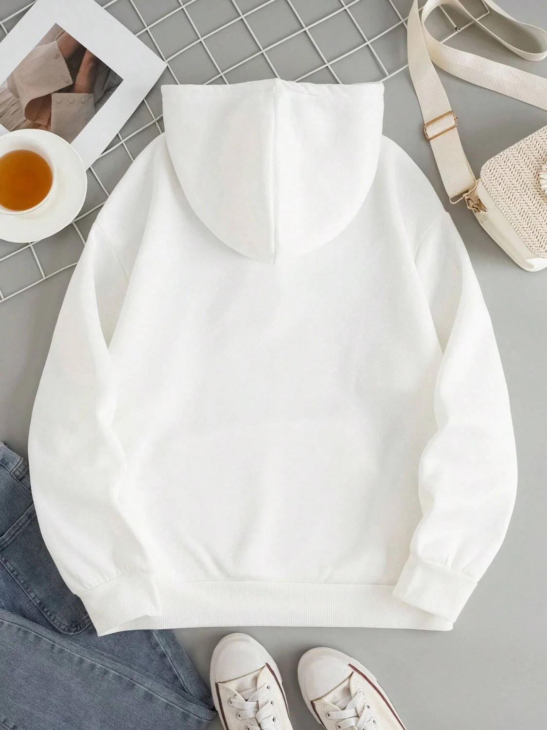 Drawstring Dropped Shoulder Hoodie - Image 12