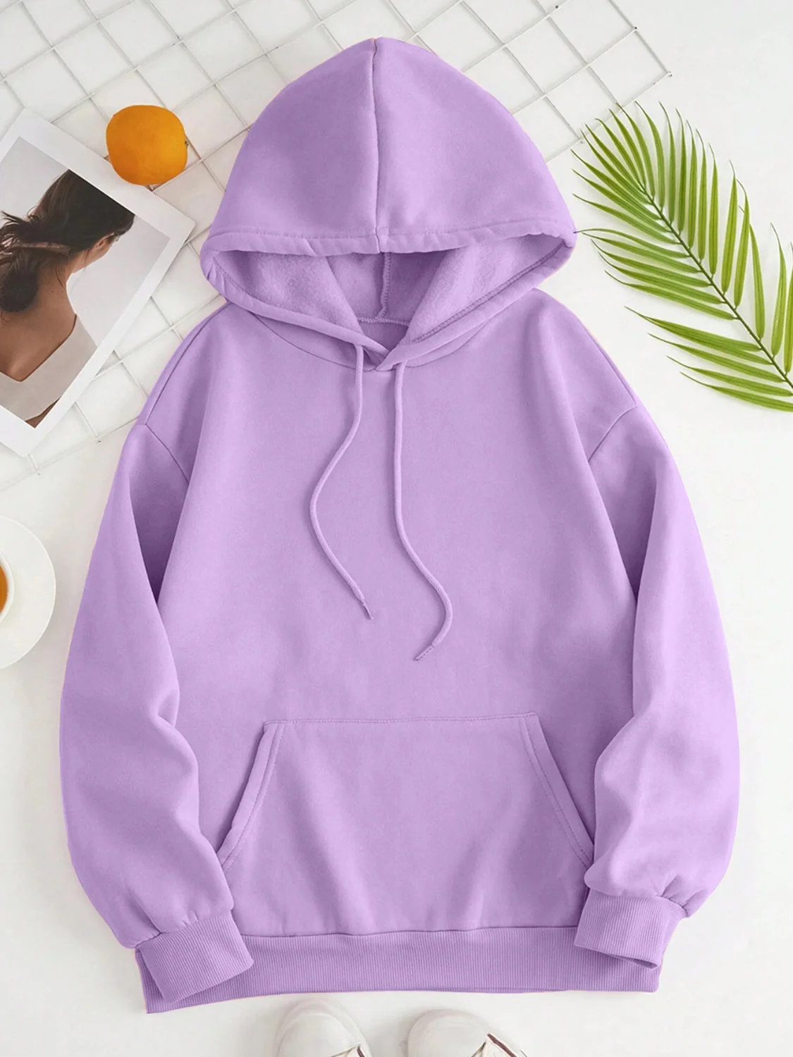 Drawstring Dropped Shoulder Hoodie - Image 14