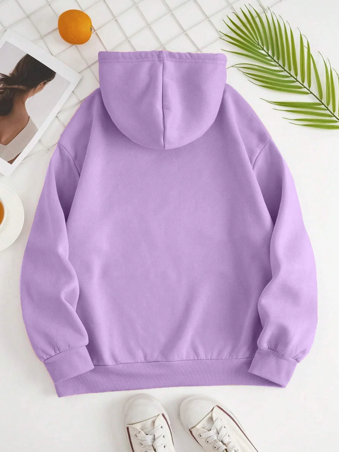 Drawstring Dropped Shoulder Hoodie - Image 15