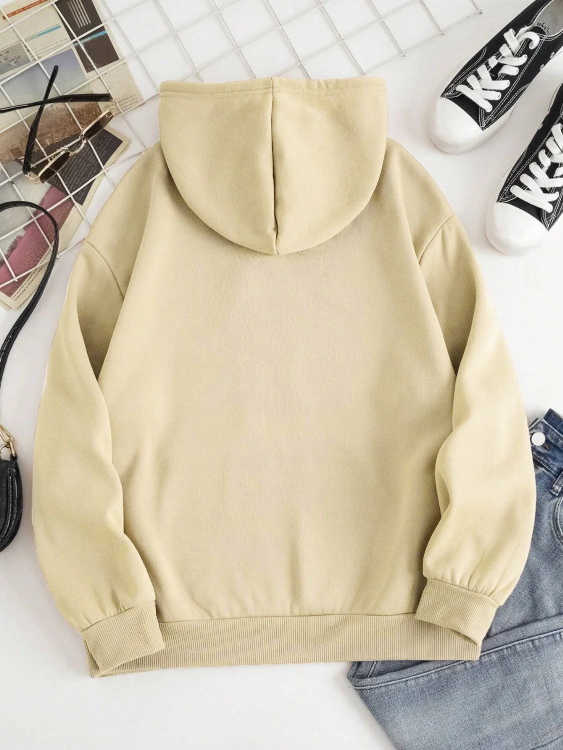 Drawstring Dropped Shoulder Hoodie - Image 18