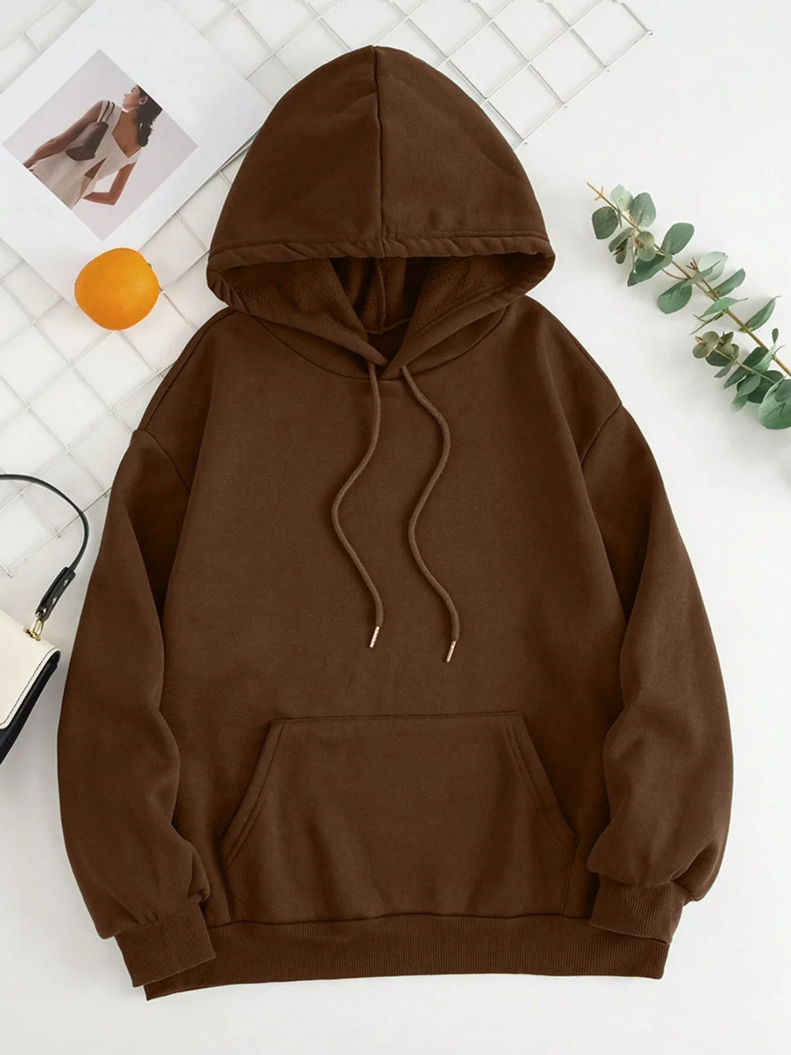 Drawstring Dropped Shoulder Hoodie - Image 21