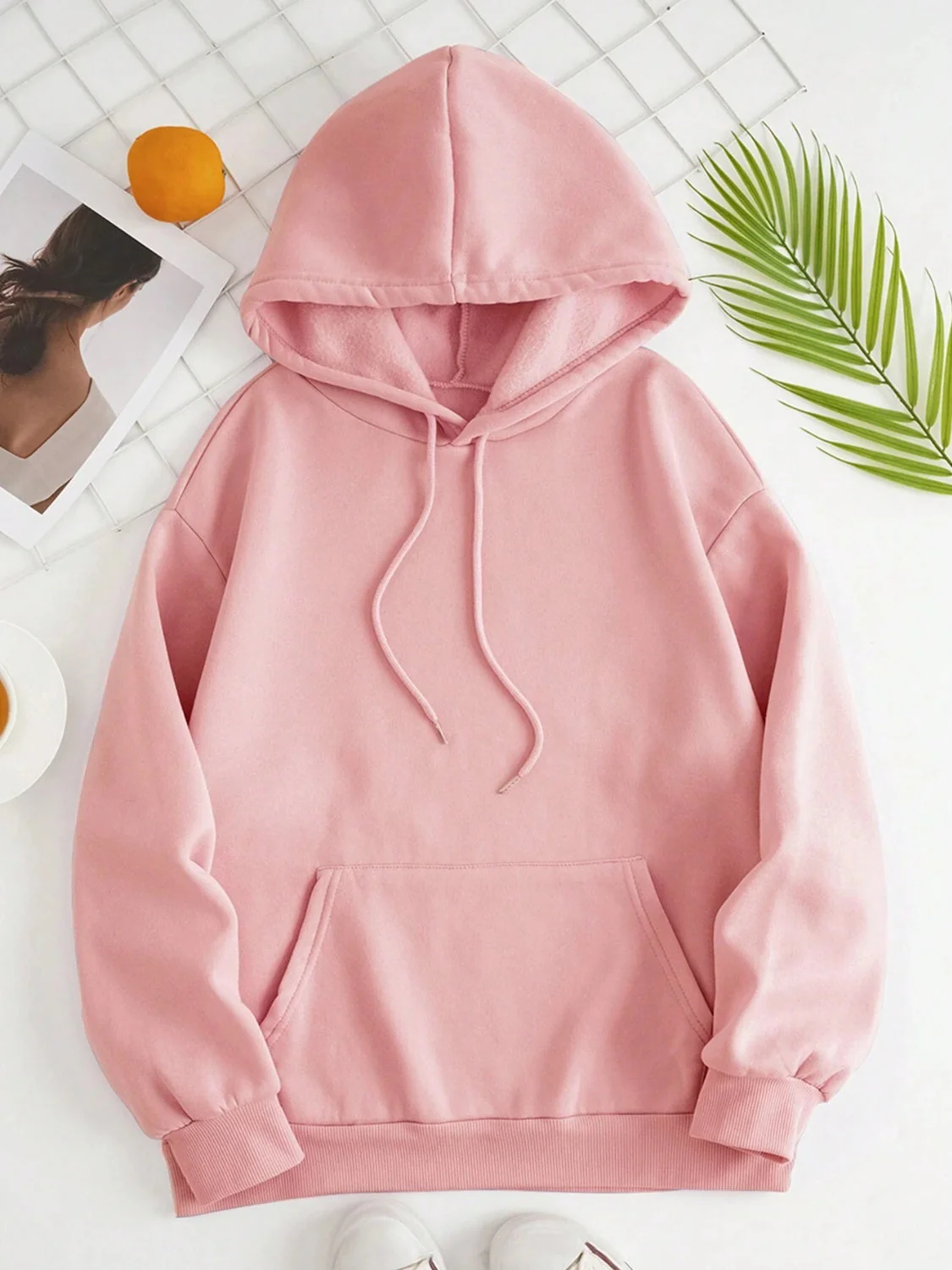 Drawstring Dropped Shoulder Hoodie - Image 3