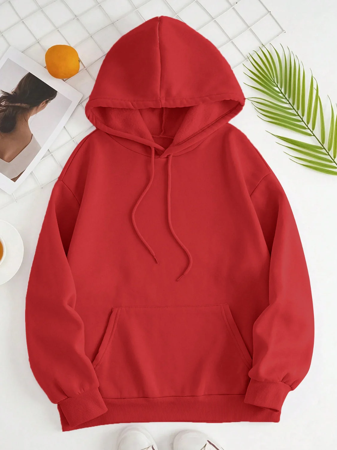 Drawstring Dropped Shoulder Hoodie - Image 32
