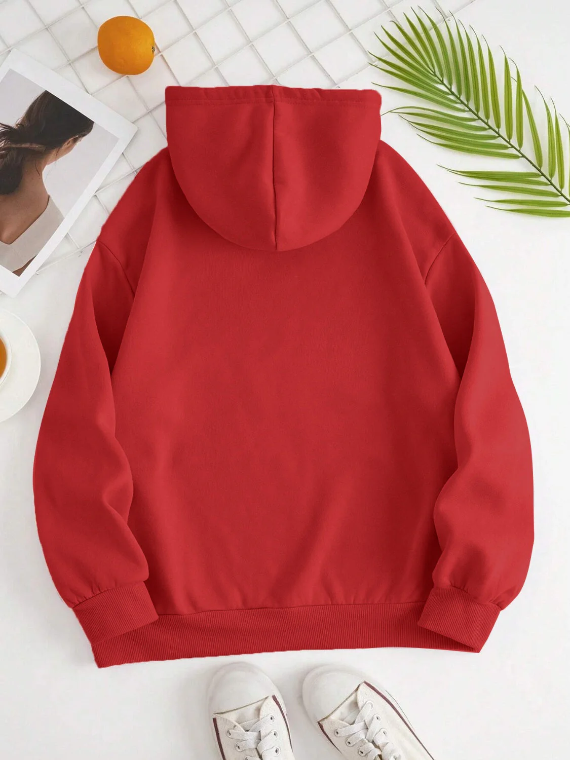 Drawstring Dropped Shoulder Hoodie - Image 33