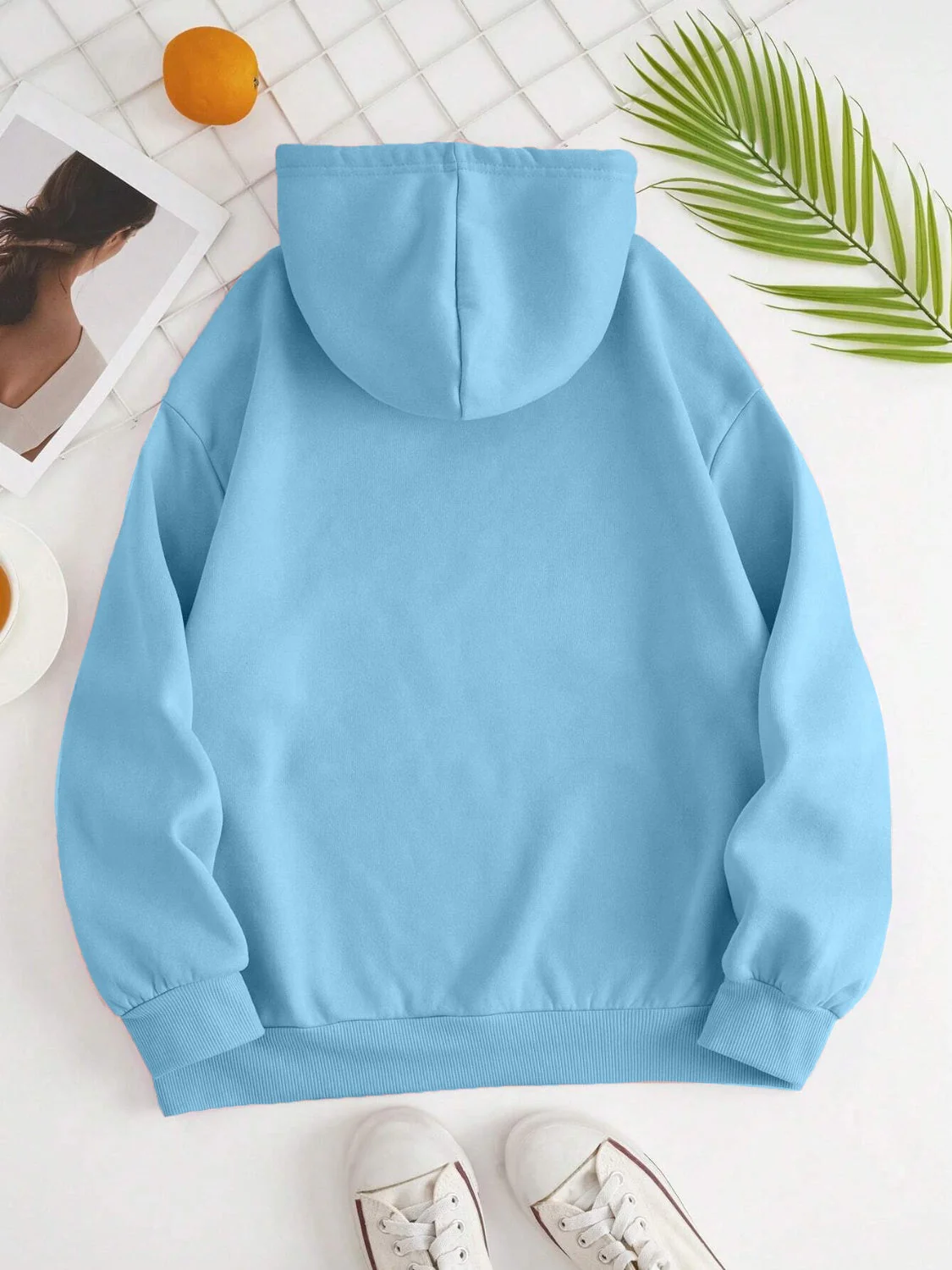 Drawstring Dropped Shoulder Hoodie - Image 36