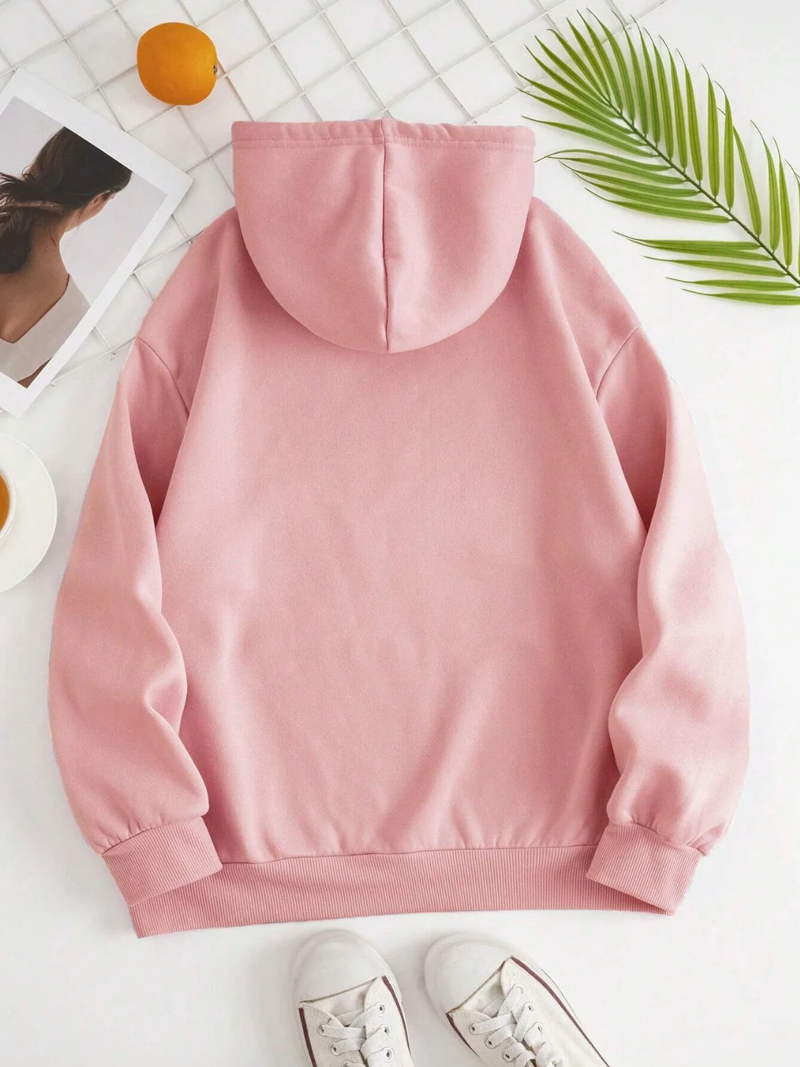 Drawstring Dropped Shoulder Hoodie - Image 4