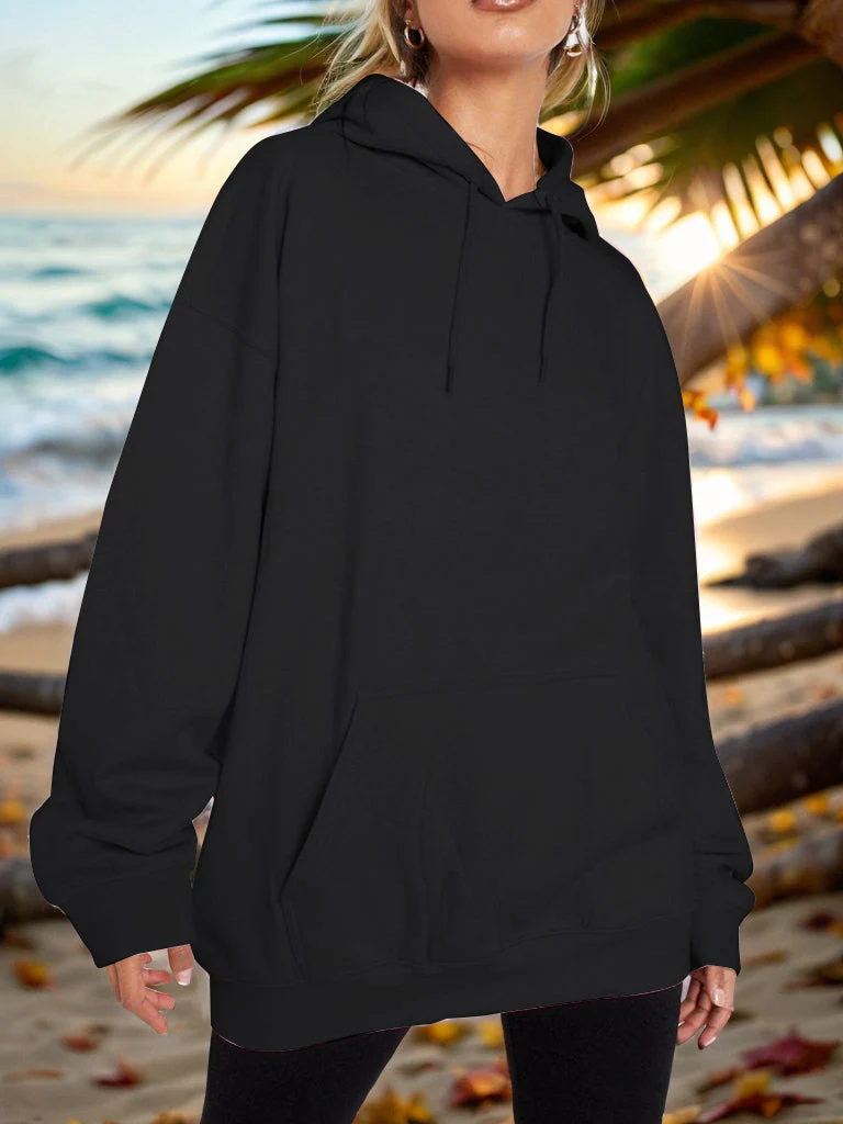 Drawstring Dropped Shoulder Hoodie - Image 5