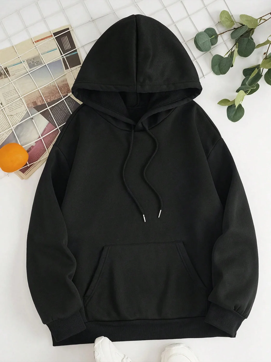 Drawstring Dropped Shoulder Hoodie - Image 7