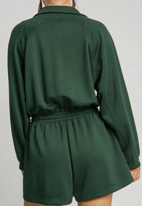 Drawstring Half Zip Long Sleeve Romper - Image 10