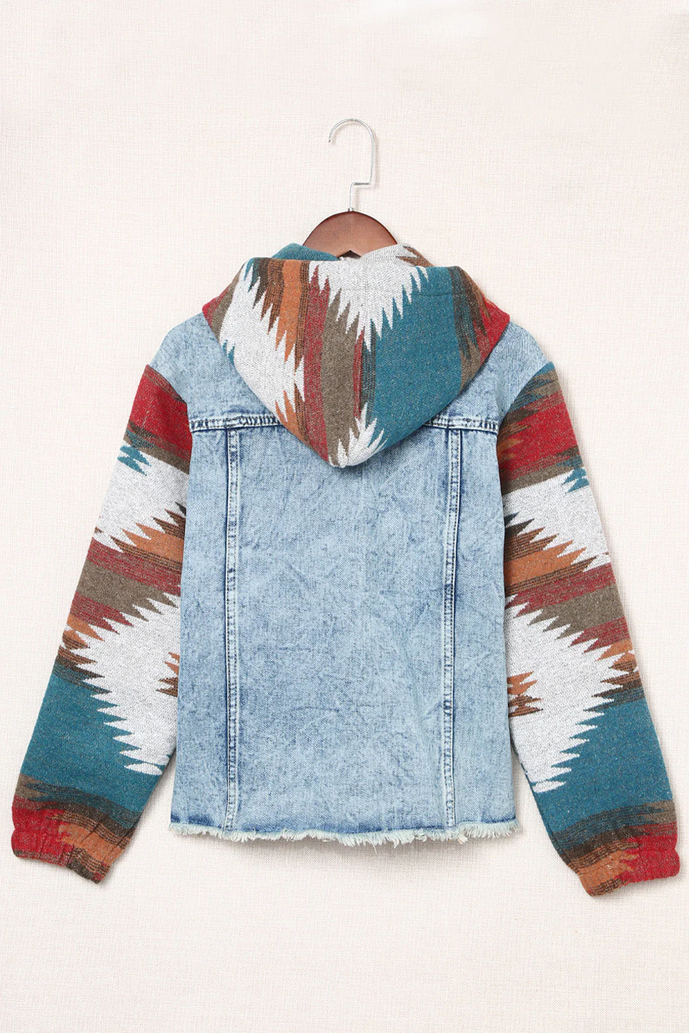 Drawstring Hooded Pocketed Denim Jacket - Image 12