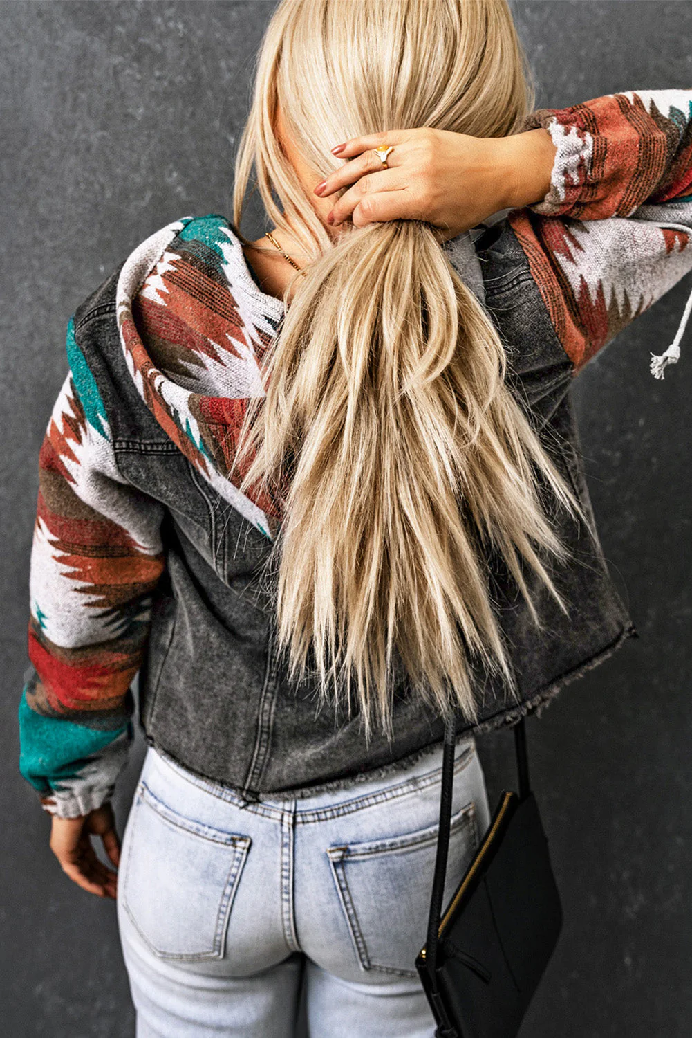 Drawstring Hooded Pocketed Denim Jacket - Image 2