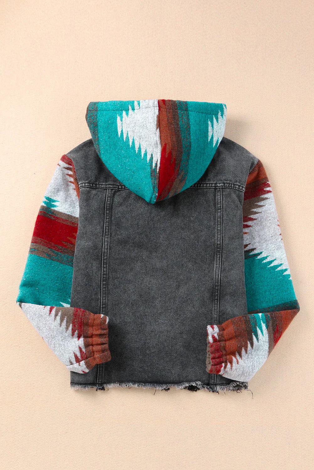 Drawstring Hooded Pocketed Denim Jacket - Image 6
