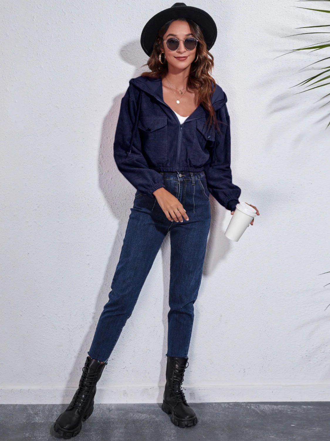 Drawstring Hooded Zip Up Jacket with Pockets - Image 23