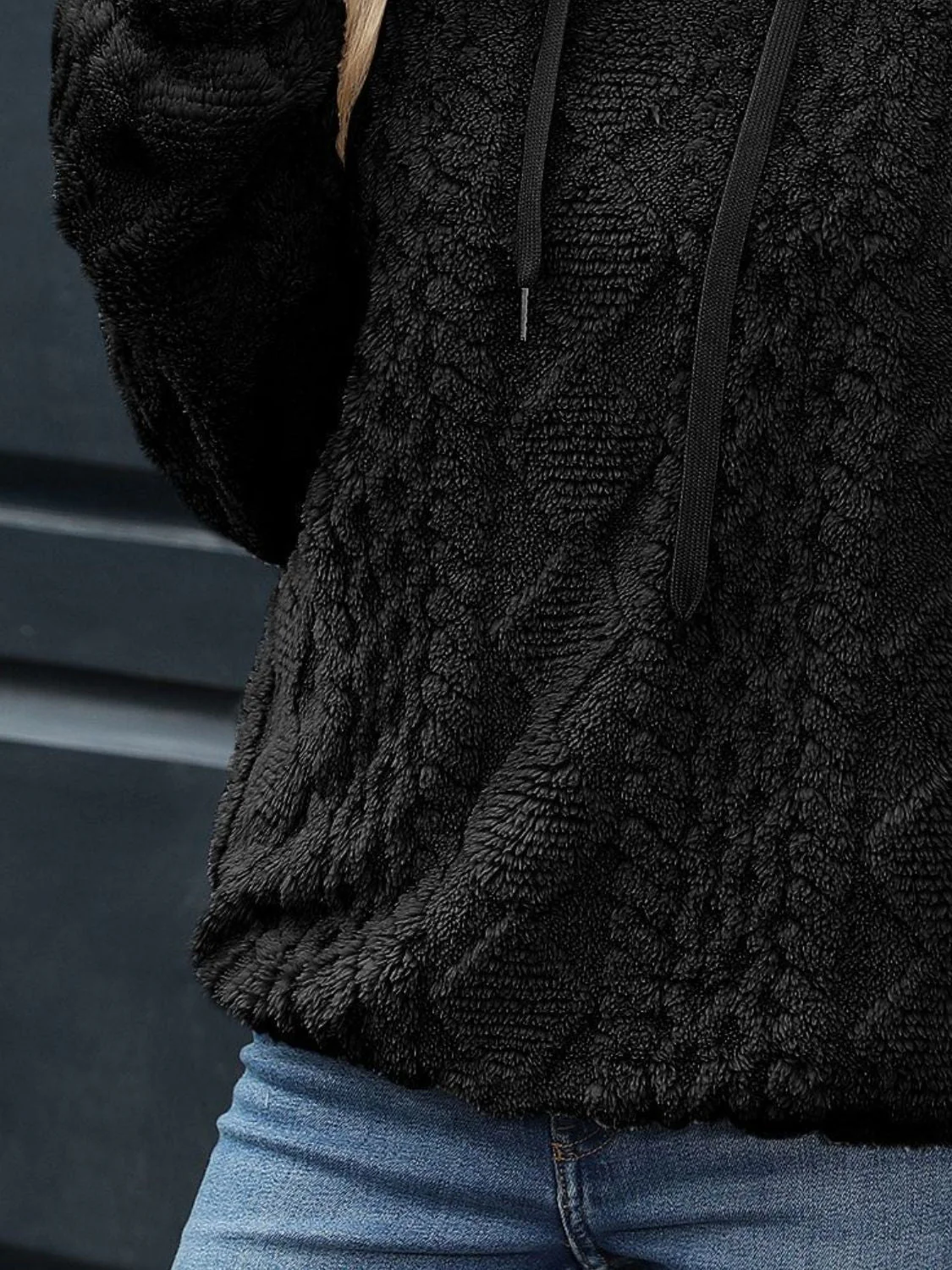 Drawstring Long Sleeve Plush Hoodie - Image 11
