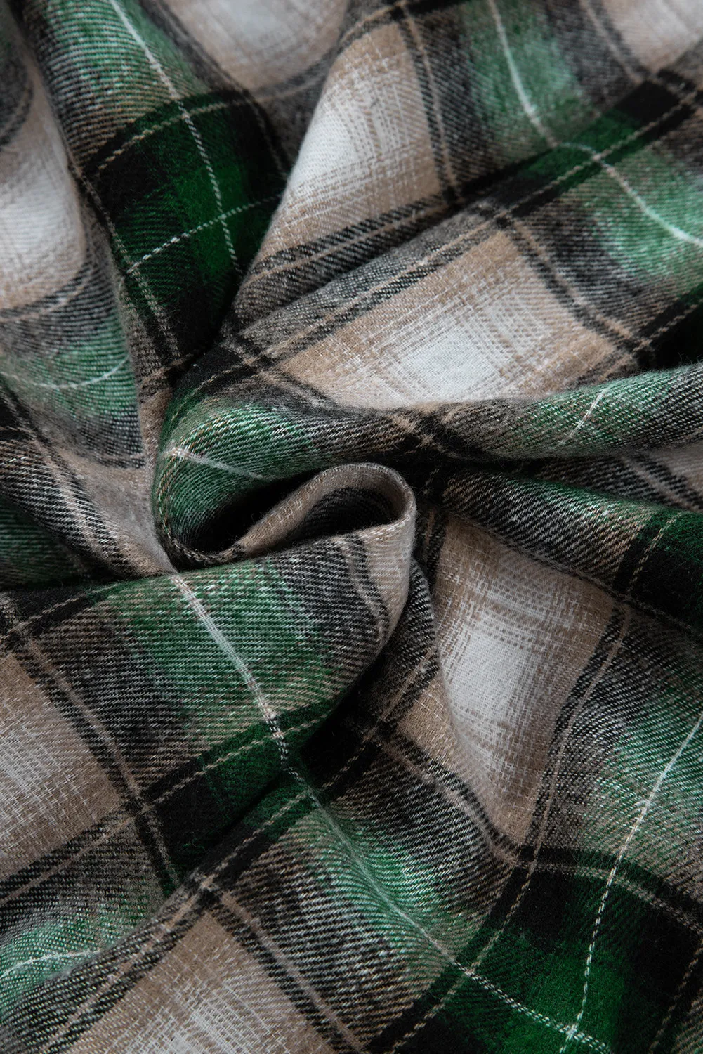 Drawstring Pocketed Plaid Hooded Jacket - Image 5