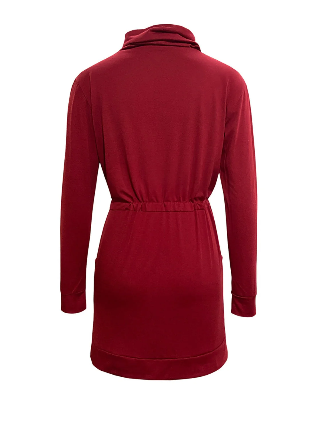 Drawstring Turtleneck Long Sleeve Mini Dress - Image 4