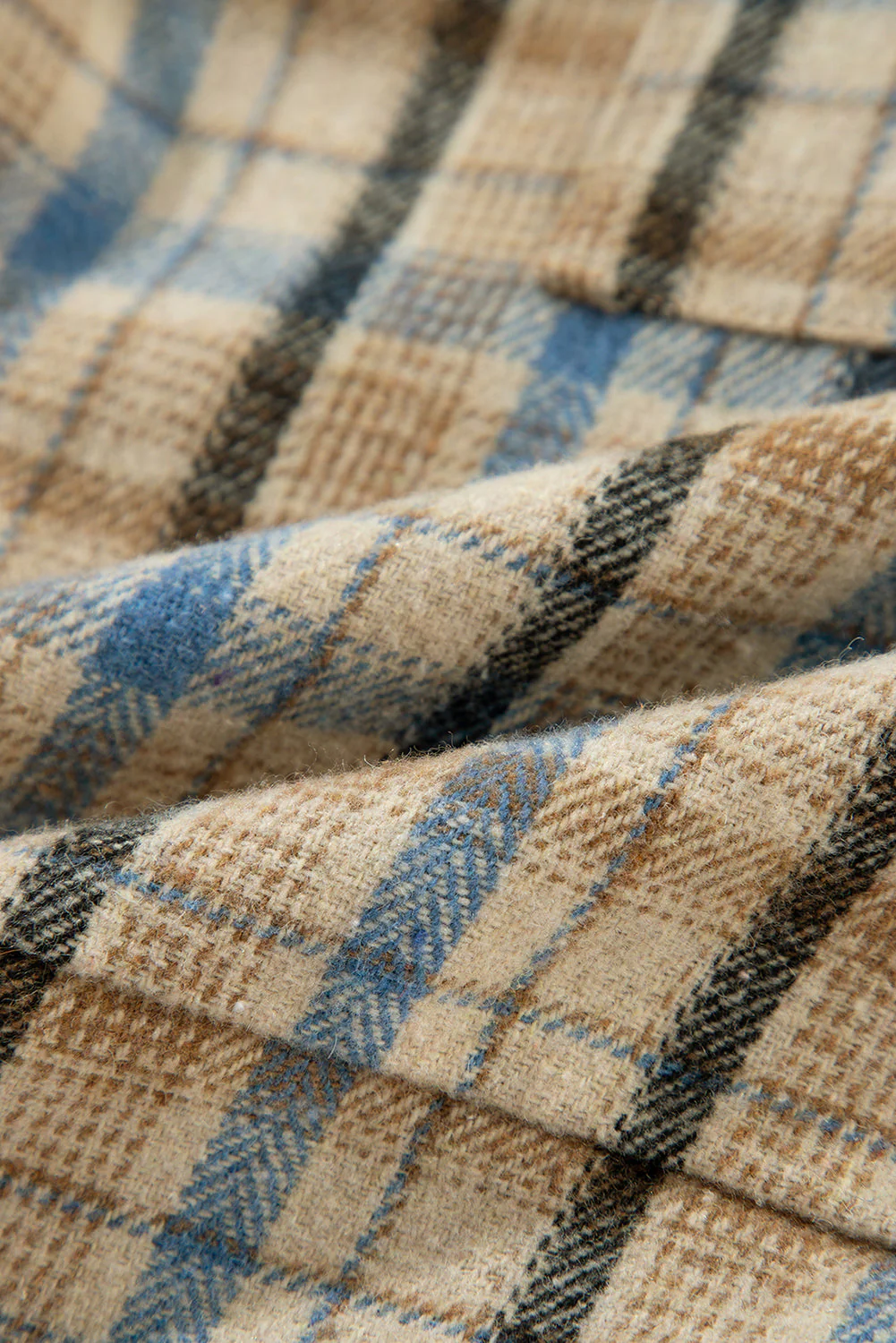 Drawstring Waffle Knit Patchwork Hooded Plaid Shacket - Image 13