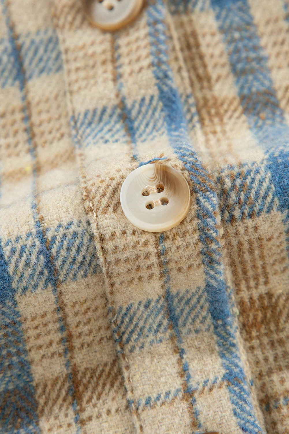 Drawstring Waffle Knit Patchwork Hooded Plaid Shacket - Image 7