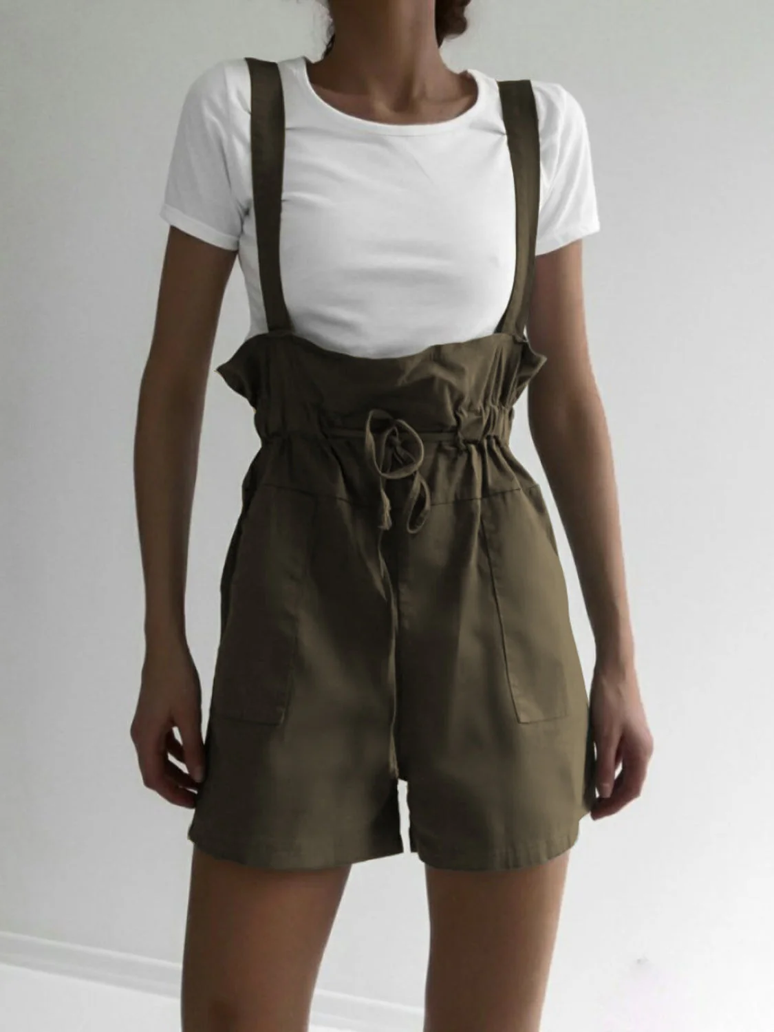 Drawstring Wide Strap Overalls with Pockets - Image 11