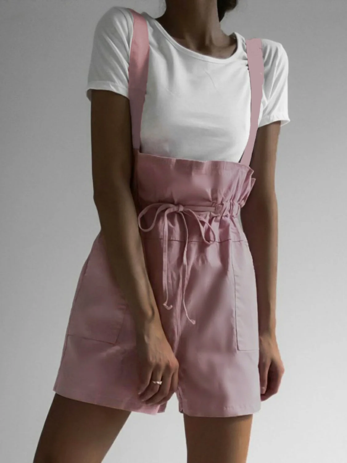 Drawstring Wide Strap Overalls with Pockets - Image 7