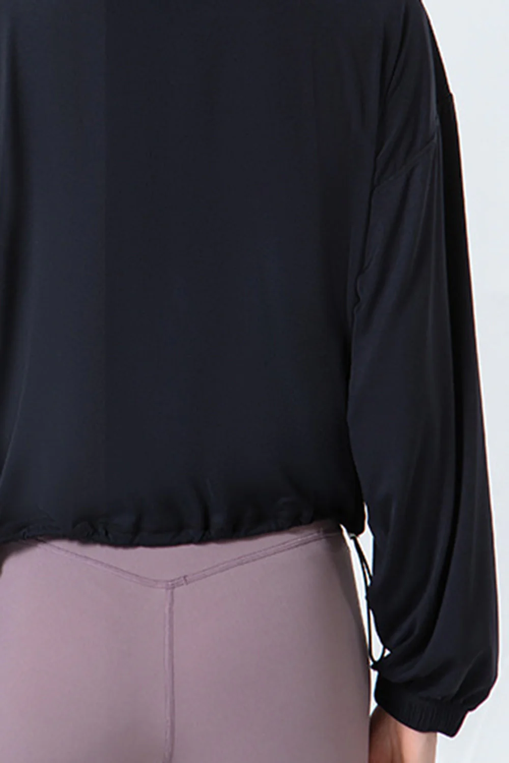 Drawstring Zip Up Dropped Shoulder Active Outerwear - Image 6
