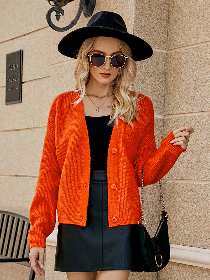 Dropped Shoulder Button Up Cardigan - Image 3